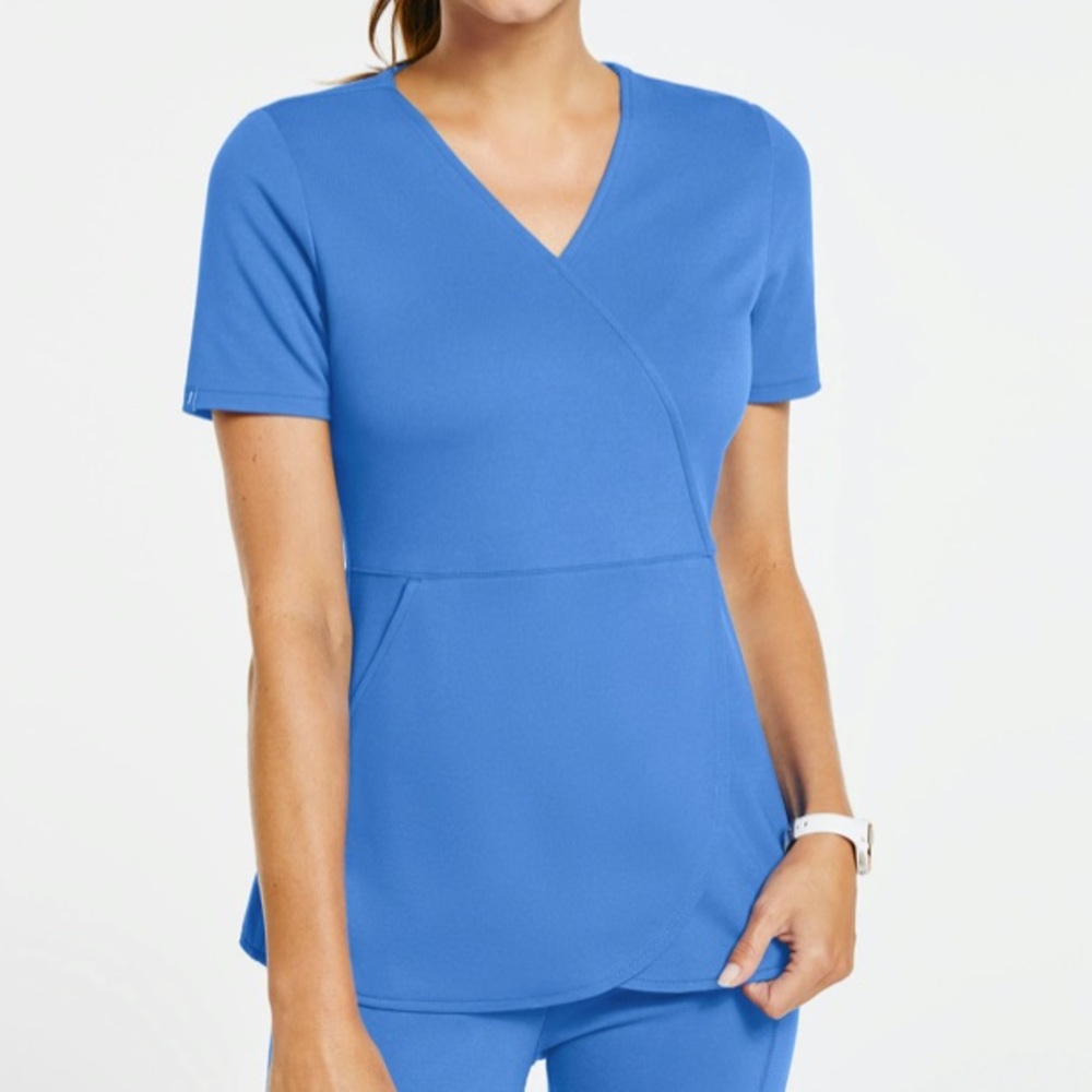 Jaanuu Mock-Wrap Tulip Scrub Top Size MEDIUM